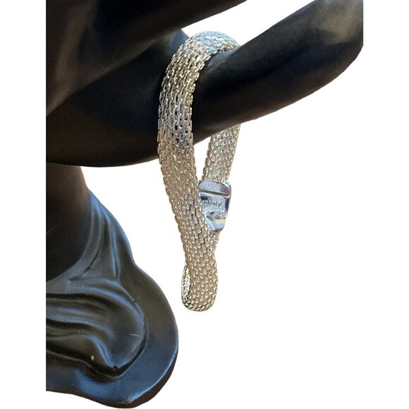 Vintage Monet Silver Mesh Bracelet With Magnetic Clasp - Picture 6 of 6